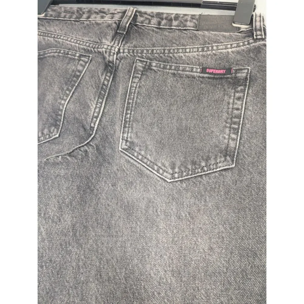 Superdry Denim Jeans Mens 28x30 Black Wide Leg Vtg Baggy Y2K Skater